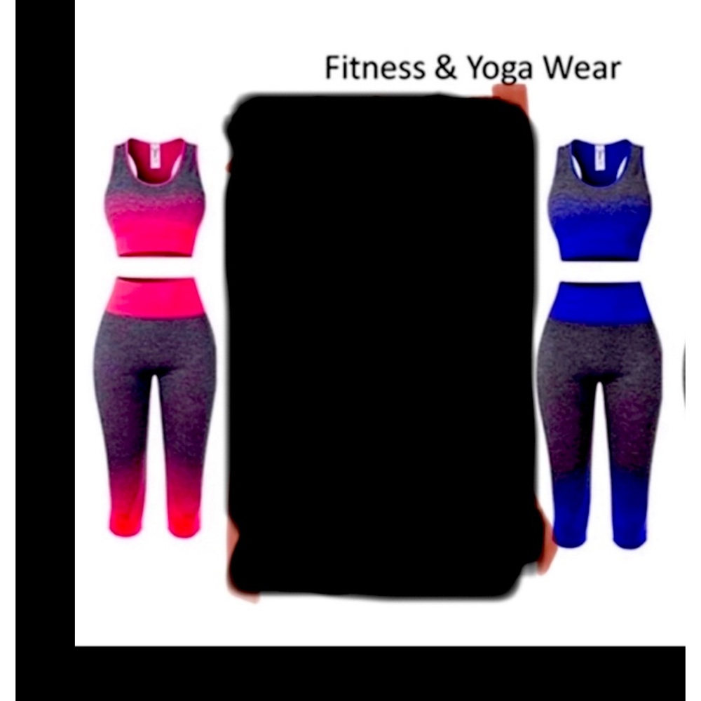 2 PIECE Ombre fitness yoga set, blue pink colors, for sports gym workout active